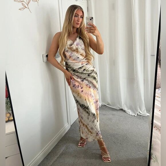 ZARA TIE DYE PRINT MIDI DRESS - Picture 4 of 9